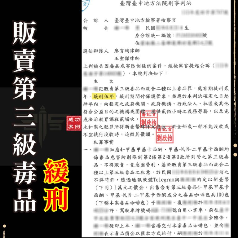 販賣毒品能緩刑嗎？坦承販售毒咖啡近百包，力爭免關成功獲緩刑！