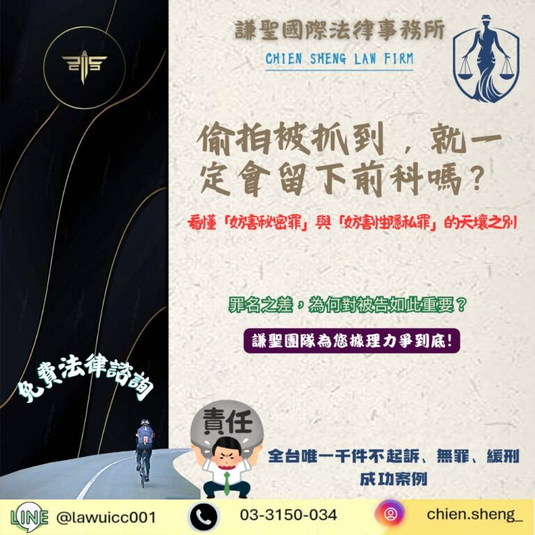 偷拍被抓到,就一定會留下前科嗎?從一則判決看懂「妨害秘密罪」與「妨害性隱私罪」的天壤之別 | 謙聖刑事律師 偷拍被抓到,就一定會留下前科嗎?從一則判決看懂「妨害秘密罪」與「妨害性隱私罪」的天壤之別