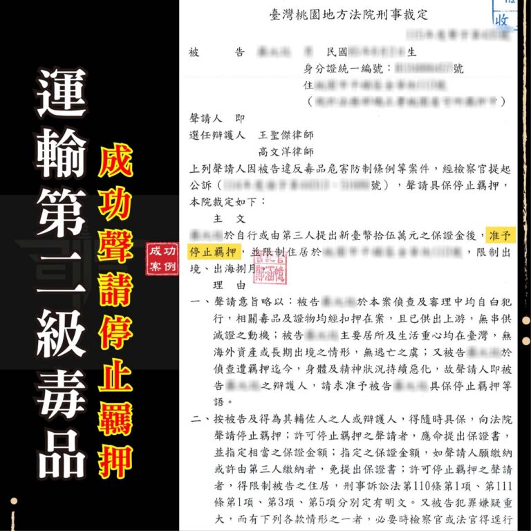運輸毒品遭羈押禁見還能交保嗎?律師解析停止羈押關鍵與成功案例 | 謙聖刑事律師 運輸毒品遭羈押禁見還能交保嗎?律師解析停止羈押關鍵與成功案例