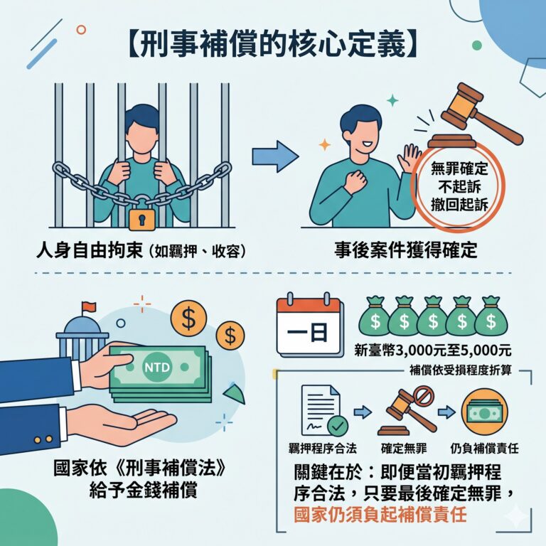 獲判無罪或不起訴後,如何請求「羈押刑事補償」?教您奪回自由的價值
