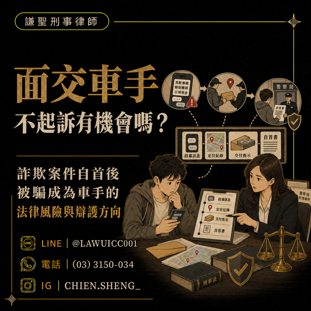 車手不起訴與詐欺案件自首辯護方向