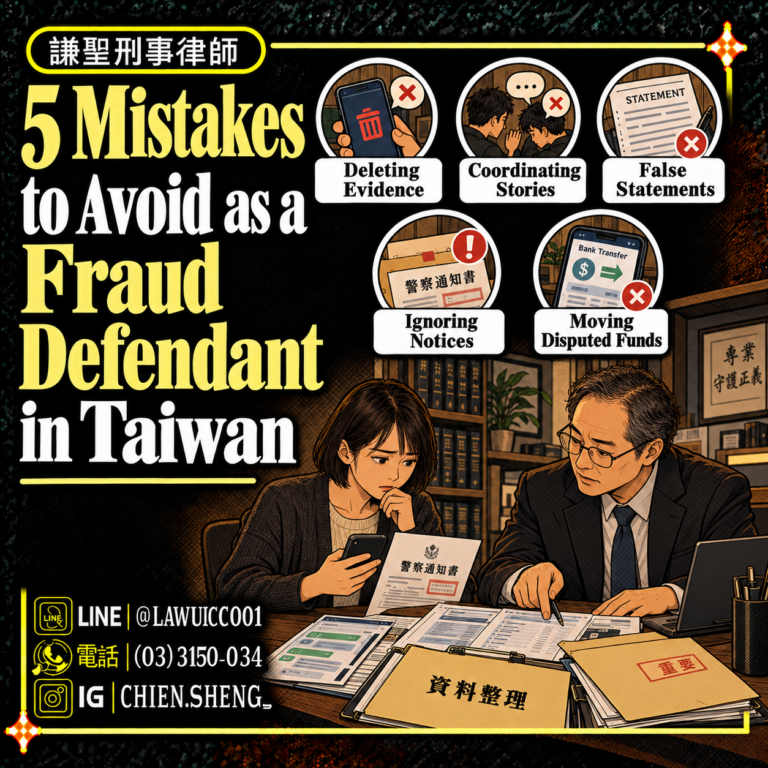 Five mistakes to avoid as a fraud defendant in Taiwan, including deleting evidence and moving disputed funds