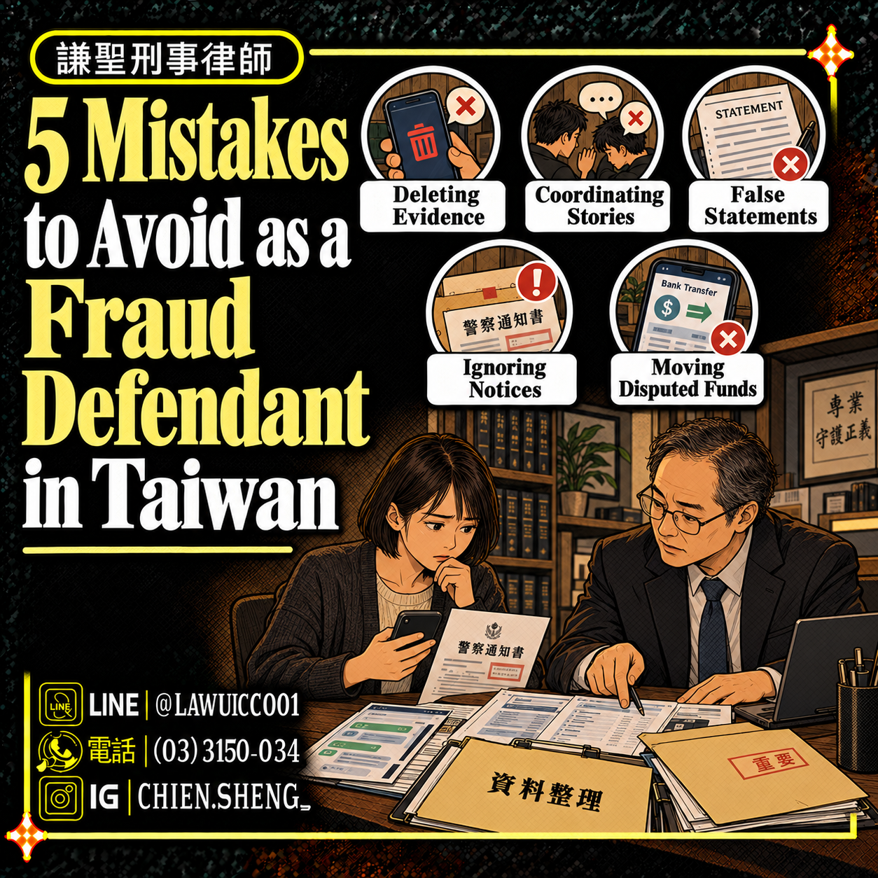 Five mistakes to avoid as a fraud defendant in Taiwan, including deleting evidence and moving disputed funds