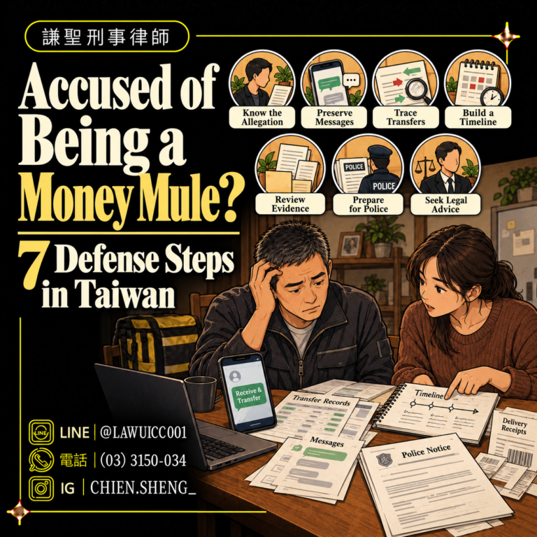 Accused of Being a Money Mule? Learn how Taiwan courts assess photo identification, aliases and evidence, and what to do before police questioning.