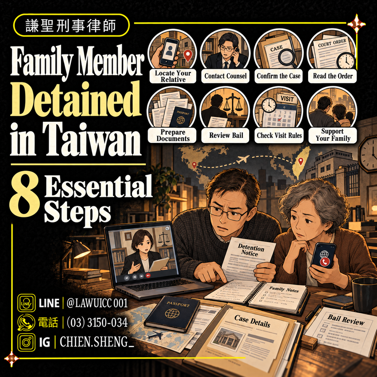 Family member detained in Taiwan — overseas relatives consulting a criminal defense lawyer