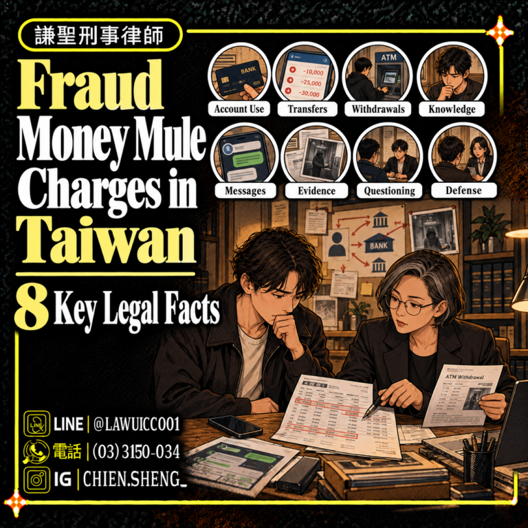 Fraud Money Mule Charges in Taiwan explained by a criminal defence lawyer