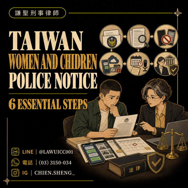 Taiwan Women and Children Police Notice reviewed by a defense lawyer with a client
