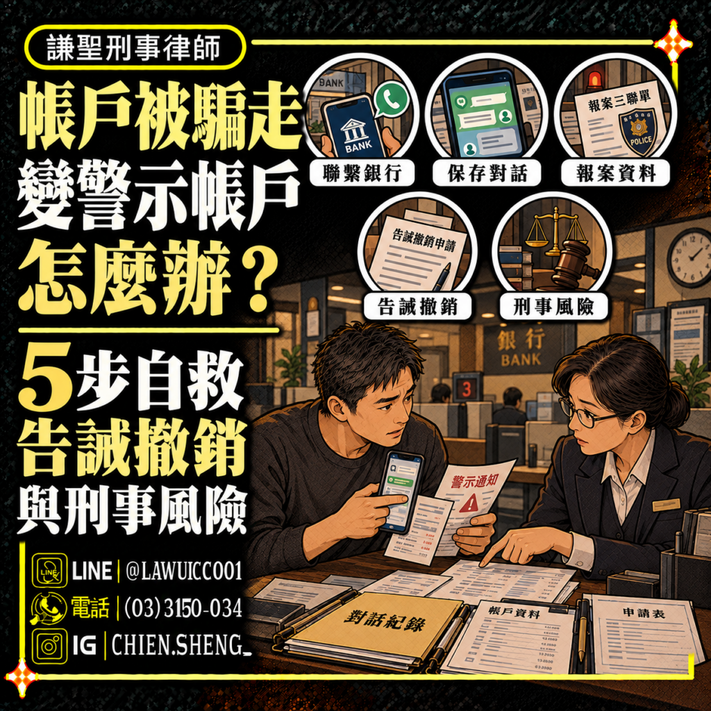 帳戶被騙走變警示帳戶怎麼辦？警示解除、告誡救濟與證據保存指南