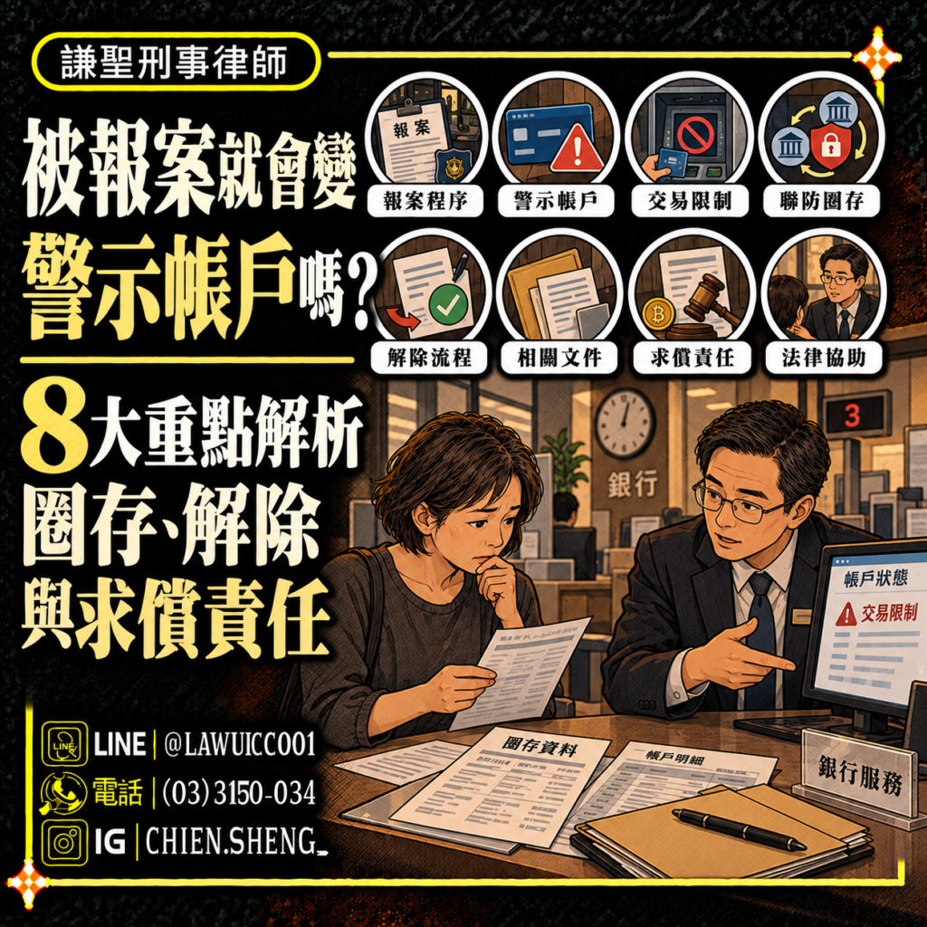 被報案就會變警示帳戶嗎？解析警示通報、聯防圈存與損害賠償責任